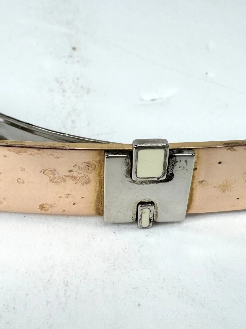Hermès Irène GM Barrette Silvery Golden Metal Hair Clip Made in France GS872